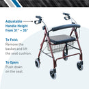 Aluminum Rollator Burgundy