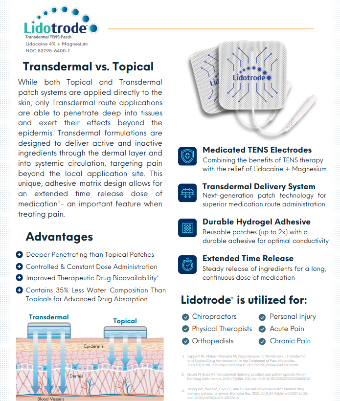 Lidotrode Transdermal TENS Patch