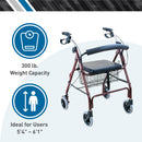 Aluminum Rollator Burgundy