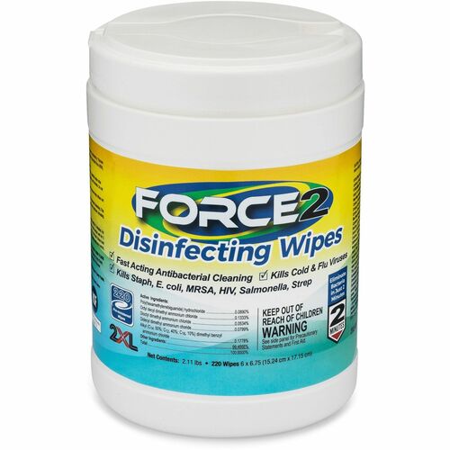 2XL FORCE2 Disinfecting Wipes 220 wipes/container